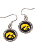 Iowa Hawkeyes Womens Hammered Circle Dangler Earrings - Black