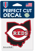 Cincinnati Reds State Shape 4x4 Auto Decal - Red