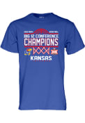 Kansas Jayhawks 2022 Big 12 Tournament Champions T Shirt - Blue