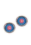 Chicago Cubs Womens Hammered Post Earrings - Blue