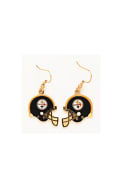 Pittsburgh Steelers Womens Helmet Dangle Earrings - Gold
