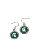 Michigan State Spartans Womens Hammered Dangle Earrings - Green