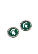 Michigan State Spartans Womens Hammered Post Earrings - Green