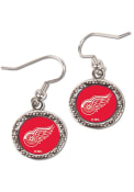 Detroit Red Wings Womens Hammered Dangle Earrings - Silver