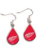 Detroit Red Wings Womens Teardrop Earrings - Silver