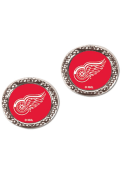 Detroit Red Wings Womens Hammered Post Earrings - Red
