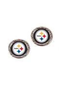 Pittsburgh Steelers Womens Hammered Earrings - Black