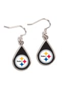 Pittsburgh Steelers Womens Tear Drop Earrings - Black