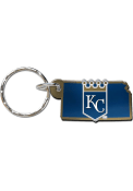 Kansas City Royals Metallic State of Kansas Shape Keychain