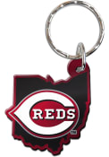 Cincinnati Reds Metallic State Shape Keychain