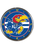 Kansas Jayhawks Chrome Striped Wall Clock