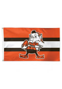Cleveland Browns Retro Logo Stripe Orange Silk Screen Grommet Flag