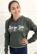 Michigan State Spartans Womens Cassie High Jinks Cropped Hooded Sweatshirt - Green