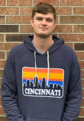 Cincinnati Navy Skyline Long Sleeve Fleece Hood Sweatshirt