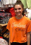 Cleveland Womens Orange Roller Rink Cropped Short Sleeve T Shirt