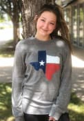 Texas Heather Grey Flag State Shape Long Sleeve T Shirt