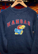 Rally Kansas Jayhawks Navy Blue Arch Mascot Fashion Sweatshirt