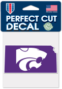Purple K-State Wildcats 4x4 State Shape Decal