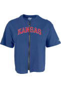 Kansas Jayhawks Womens Arch Logo Front Zip T-Shirt - Blue