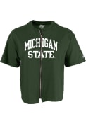 Michigan State Spartans Womens Arch Logo Front Zip T-Shirt - Green