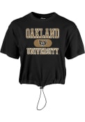 Oakland University Golden Grizzlies Womens Wind Swept Toggle Bottom T-Shirt - Black