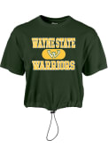 Wayne State Warriors Womens Wind Swept Toggle Bottom T-Shirt - Green