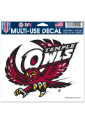 Temple Owls 5x6 Auto Decal - Red