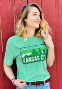 Kansas City Heather Green Skyline Block Short Sleeve T Shirt