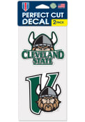Cleveland State Vikings 4x4 2 Pack Auto Decal - Green