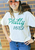 Philly Women's Ivory Retro Chalk Wordmark Cropped Short Sleeve T Shirt