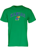 Kansas Jayhawks Arch Mascot T Shirt - Green
