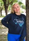 Texas Women's State Shape Bonnets Cropped Long Sleeve T Shirt