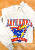 Kansas Jayhawks Charlie Hustle Throwback Fashion Sweatshirt - Grey