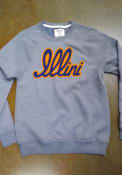 Illinois Fighting Illini Charlie Hustle Vintage Script Fashion Sweatshirt - Grey