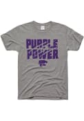 K-State Wildcats Charlie Hustle Tourney Purple Power Fashion T Shirt - Grey