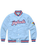 Kansas Jayhawks Charlie Hustle Script Varsity Jacket Track Jacket - Light Blue