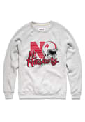 Nebraska Cornhuskers Charlie Hustle 90s Throwback Helmet Fashion Sweatshirt - Grey
