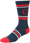 Cleveland Indians Mens Navy Blue Stripe Crew Socks