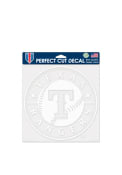 Texas Rangers 8x8 Perfect Cut white Auto Decal - Red
