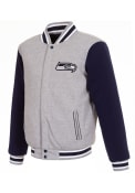 Seattle Seahawks Reversible Fleece Medium Weight Jacket - Grey