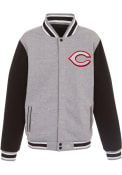Cincinnati Reds Reversible Fleece Medium Weight Jacket - Grey