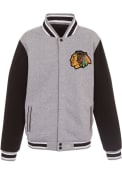 Chicago Blackhawks Reversible Fleece Medium Weight Jacket - Grey