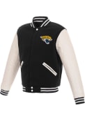 Jacksonville Jaguars Reversible Fleece Faux Leather Medium Weight Jacket - Black