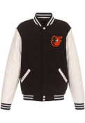 Baltimore Orioles Reversible Fleece Faux Leather Medium Weight Jacket - Black
