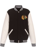 Chicago Blackhawks Reversible Fleece Faux Leather Medium Weight Jacket - Black