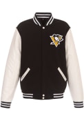 Pittsburgh Penguins Reversible Fleece Faux Leather Medium Weight Jacket - Black