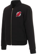 New Jersey Devils Womens Reversible Fleece Zip Up Medium Weight Jacket - Black