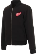 Detroit Red Wings Womens Reversible Fleece Zip Up Medium Weight Jacket - Black