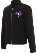Toronto Blue Jays Womens Reversible Fleece Zip Up Medium Weight Jacket - Black