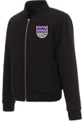 Sacramento Kings Womens Reversible Fleece Zip Up Medium Weight Jacket - Black
